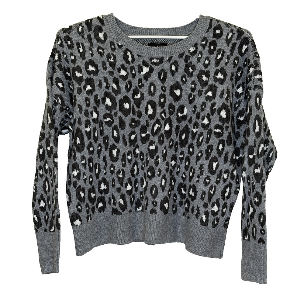 Lucky Brand Pullover Sweater Womens Size‎ XL Animal Print Long Sleeve Crew Neck